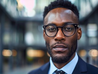 Obraz premium Serious businessman with glasses and beard