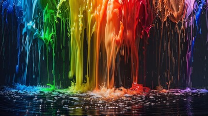 Colorful paint splashing in water
