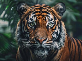 Fototapeta premium close-up portrait of a majestic tiger in the wild