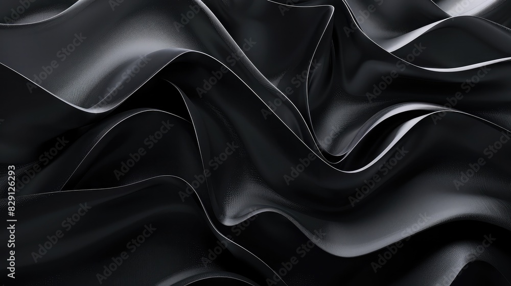 Poster abstract black background featuring dynamic shapes and bright shadow play