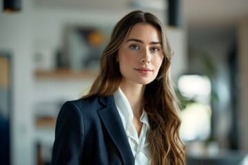Naklejka premium Confident young businesswoman in office