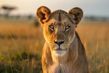 Obraz premium close-up portrait of a majestic lion in the wild