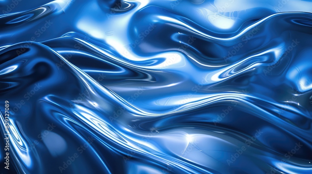 Poster abstract blue background featuring dynamic light reflections and smooth textures