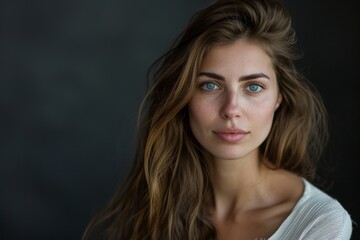 Naklejka premium Thoughtful young woman with windblown hair