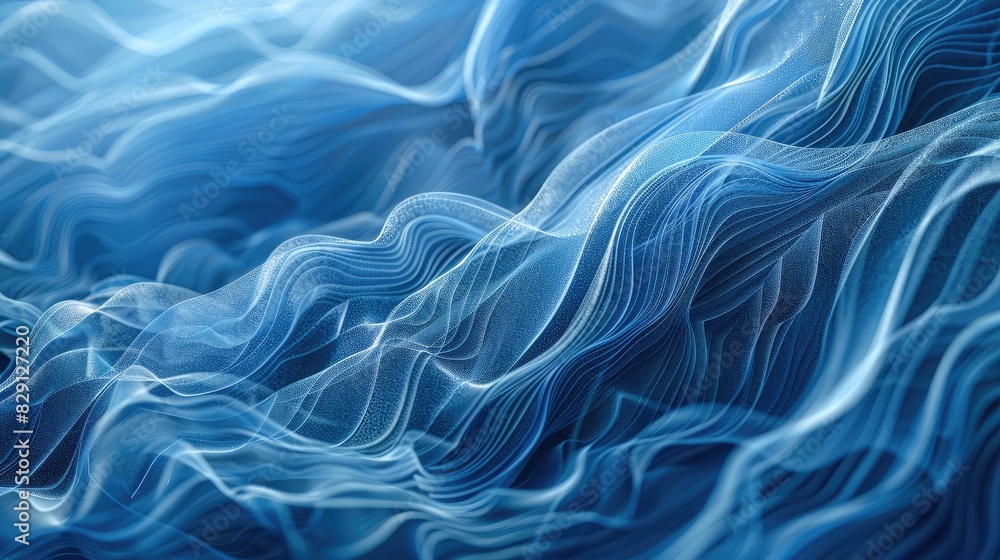 Poster abstract blue background featuring intricate line work and subtle textures