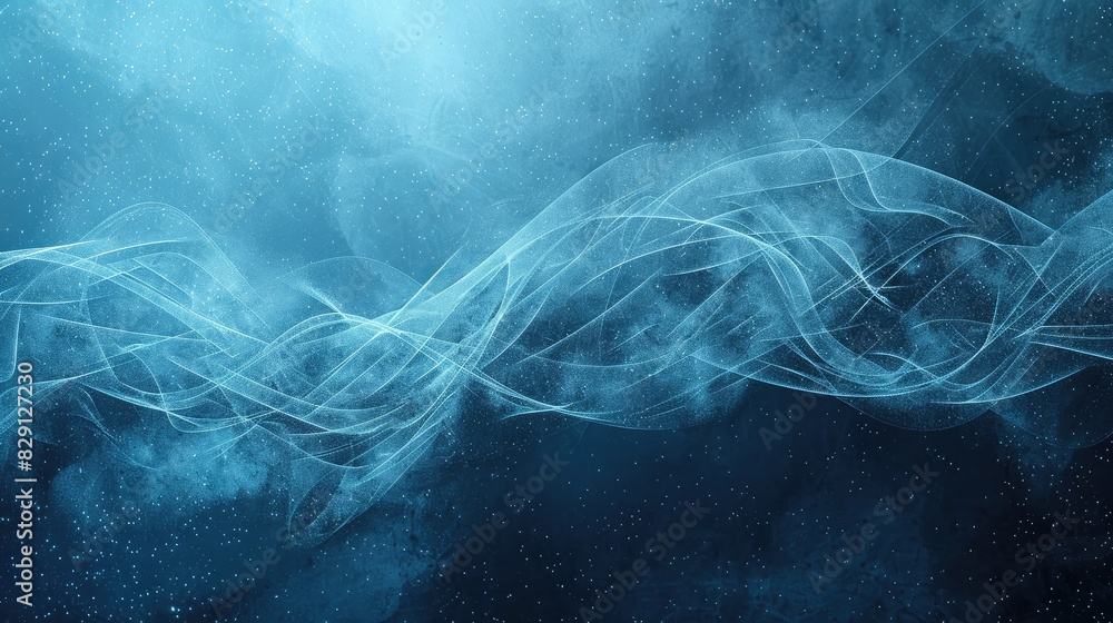 Poster abstract blue background featuring intricate line work and subtle textures
