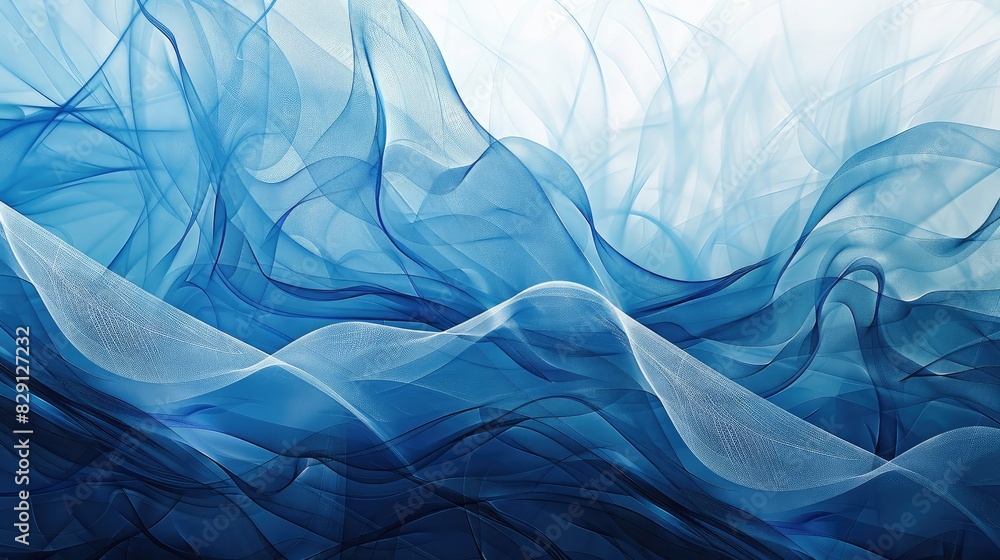 Poster abstract blue background featuring intricate line work and subtle textures