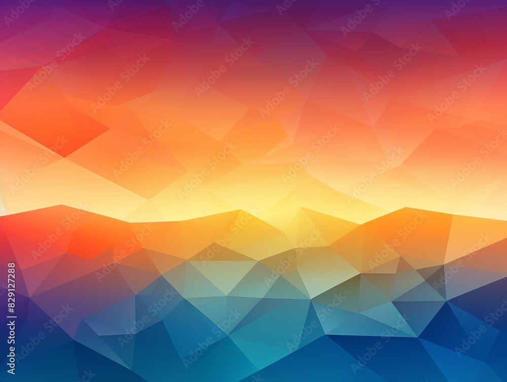 Aufkleber abstract geometric low poly background blending vibrant red, orange, and blue hues creating a dynami