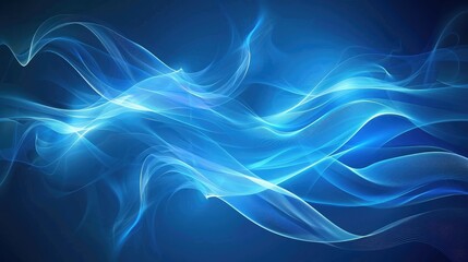 Abstract blue background with flowing lines and soft gradient effects