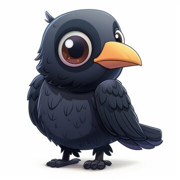 recommend clip art: A crow illustration captures the bird perched on a branch, its detailed plumage and sharp beak beautifully rendered.