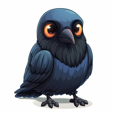 recommend clip art: A crow illustration captures the bird perched on a branch, its detailed plumage and sharp beak beautifully rendered.