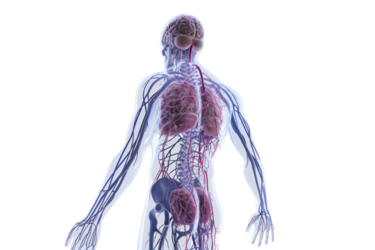 Detailed Nervous System Diagram Isolated on Transparent Background