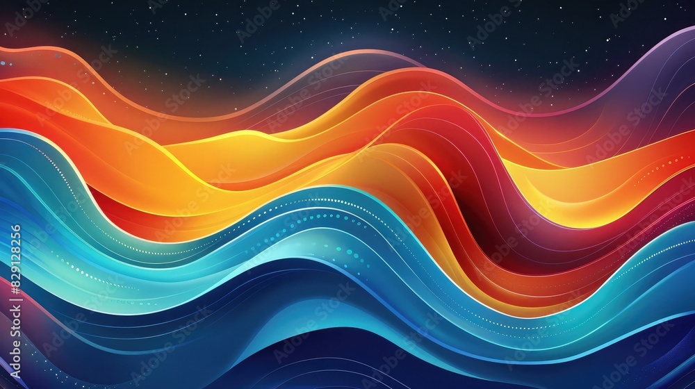 Poster abstract colorful wave background featuring intricate wave patterns and soft gradients