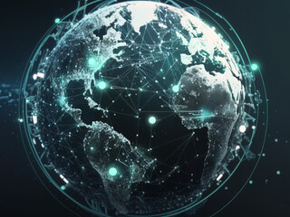 Internet technology with global communication network connected around the world