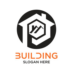 Building logo design simple concept premium Vector