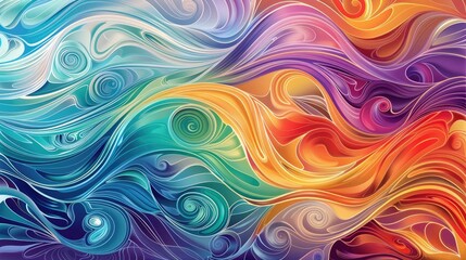Fototapeta premium Abstract colorful wave background with intricate wave patterns and vibrant color blends