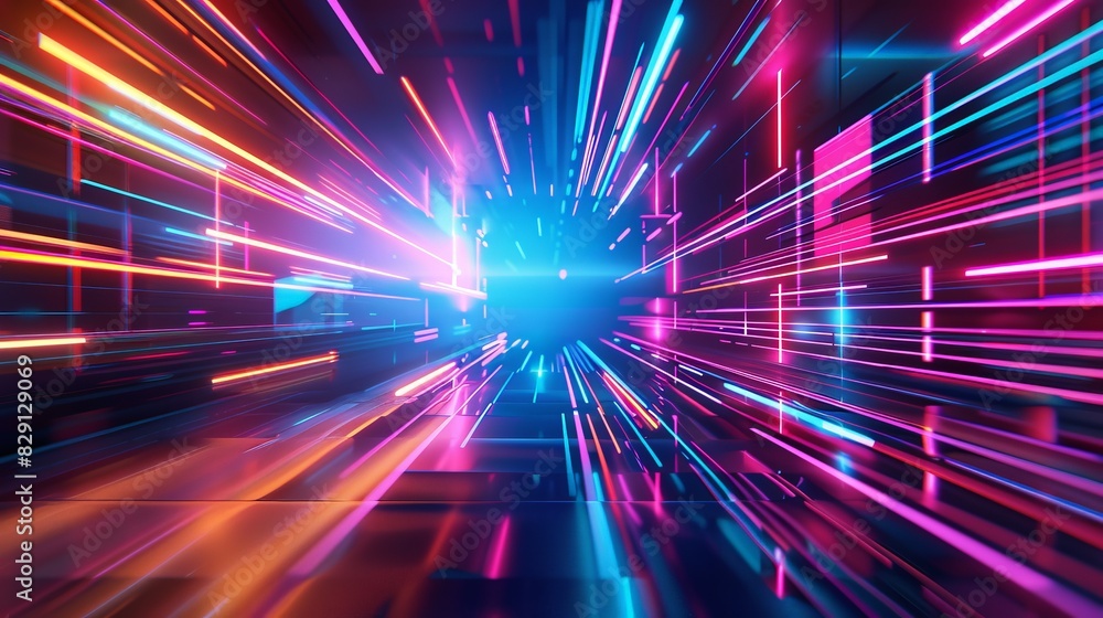 Poster dynamic abstract background with vibrant light streaks and futuristic neon colors, perfect for tech-
