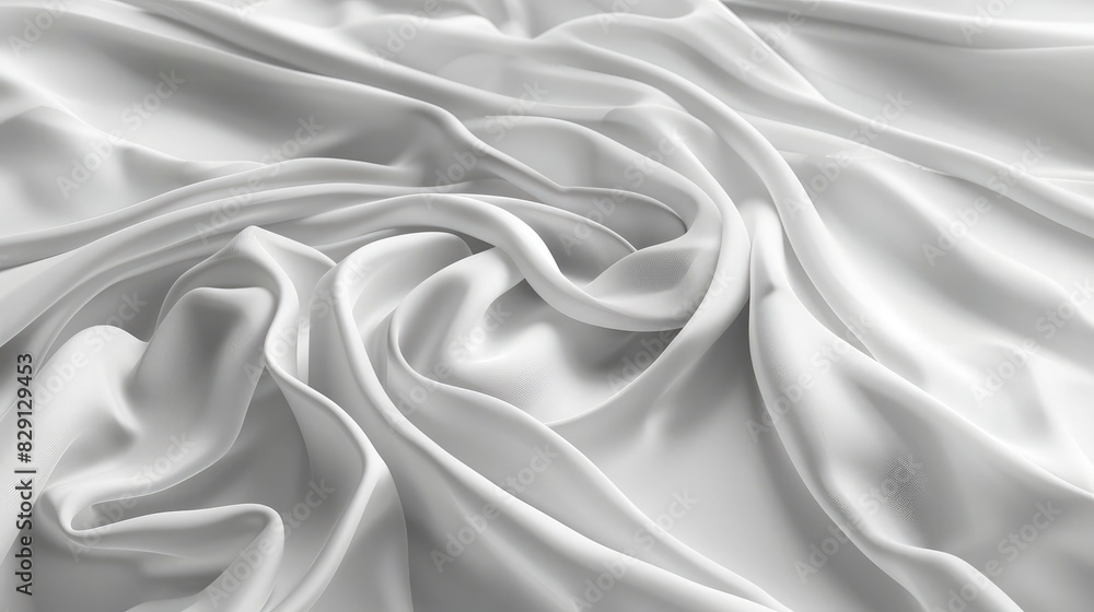 Poster abstract white fabric background featuring dynamic folds and smooth textures