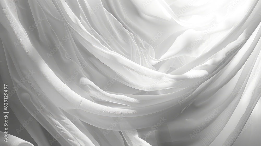 Poster abstract white fabric background featuring layered drapes and smooth light transitions