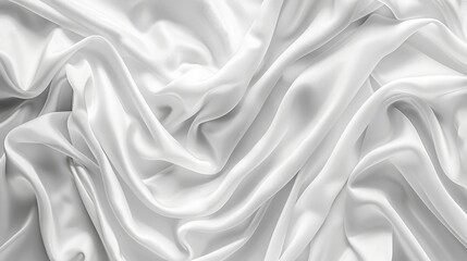 Obraz premium Abstract white fabric background featuring dynamic folds and smooth textures