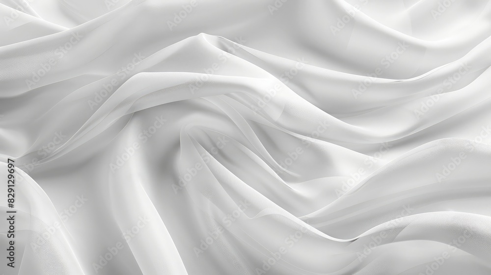 Poster abstract white fabric background with smooth flowing curves and soft highlights