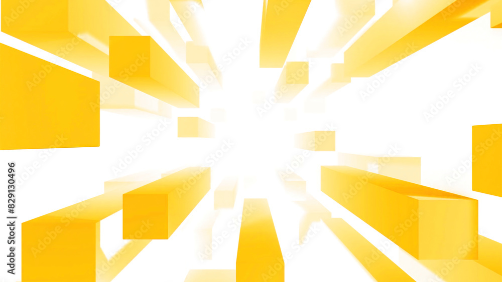 Poster animation of rectangles flying in stream. design. stream of 3d geometric platforms flying into persp