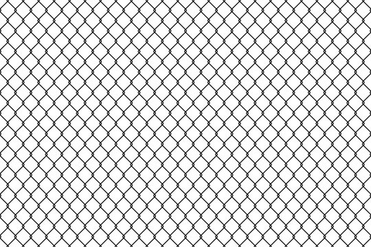 Seamless chain link fence on white background