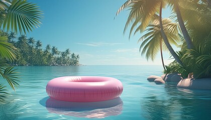 Obraz premium beach with palm trees and sky