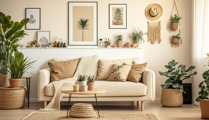 Beautiful domestic interior of living room