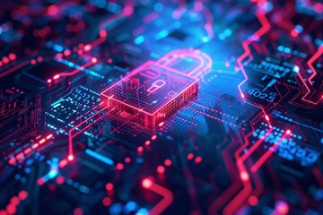 Fototapeta premium Concept of digital data protection and cyber security. Generative AI 