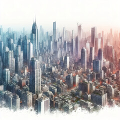 Obraz premium Beautiful modern city, watercolor painting