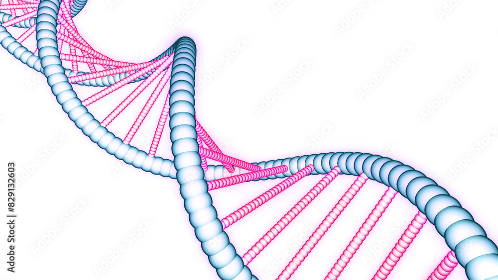 Poster beautiful animation of drawn dna. design. colorful simple animation of dna chain. rotating stylish d