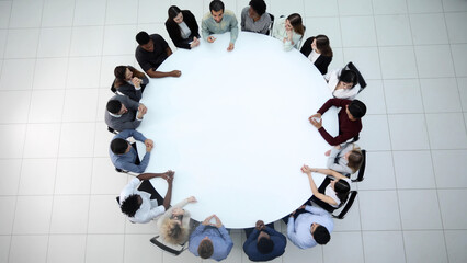 business meeting at the table, top view