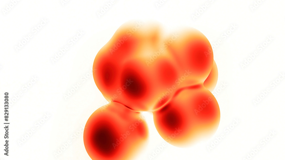 Poster abstract 3d deformed figure. design. surrealistic object based on pulsating spheres on a white backg
