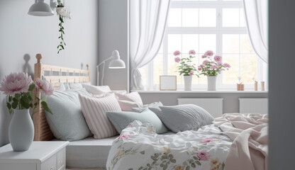 Beautiful modern romantic bedroom interior