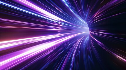 3D Render: Hyperspeed Warp in Space with Blue-Purple Light Lines
