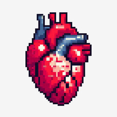 Fototapeta premium Human heart. Pixel art. Vector icon