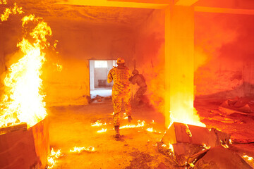  A group of professional soldiers bravely executes a dangerous rescue mission, surrounded by fire...