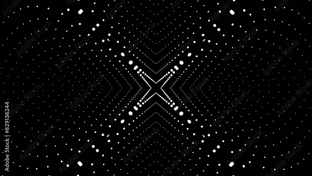 Poster 3d space effect with pattern of dots. animation. hypnotic effect of immersion in animation with patt
