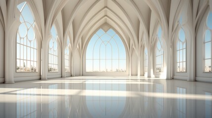 Long white futuristic corridor.