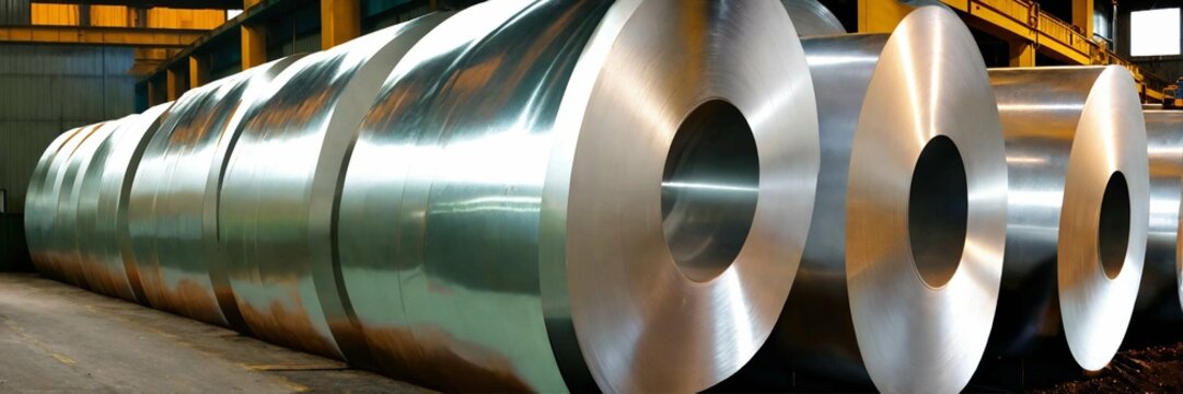 Aluminum foil in steel plant in factory building