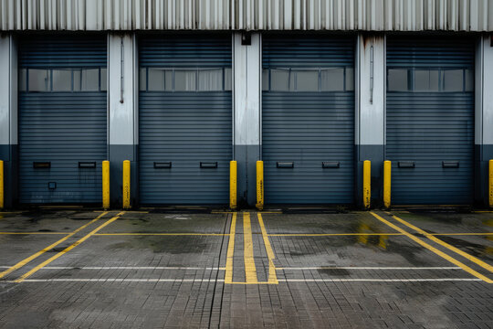 Hangar for Repair Service with Metal Roll Up Shutters
