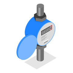 3D Isometric Flat Vector Set of Gas, Water And Electricity Measuring, Industrial and Household Meters. Item 4