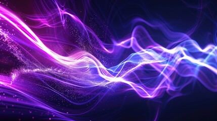 Abstract Background with High Speed Light Trails and Purple Glowing Wave Swirls