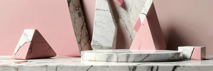 3d elegant marble stone product podium with % sign