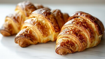 Fototapeta premium Croissants - French buttery, flaky pastries that are enjoyed as breakfast or a snack. isolate on white background Minimal and Simple style