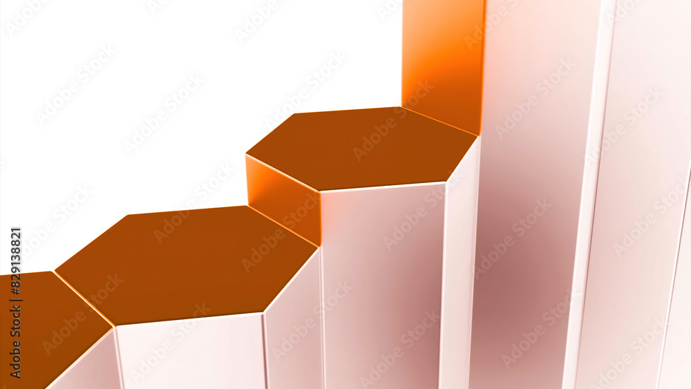 Aufkleber abstract falling columns of hexagonal shapes on a white background. design. abstract 3d pillars movi