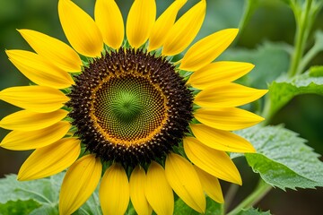 Obraz premium A close up of a yellow sunflower with brown petals