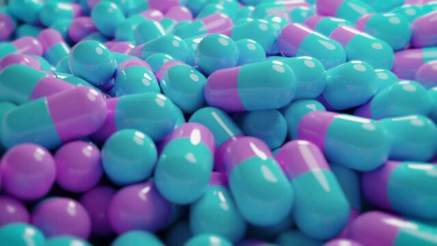 Healthy colorful medical Pills side view 4K resolution
