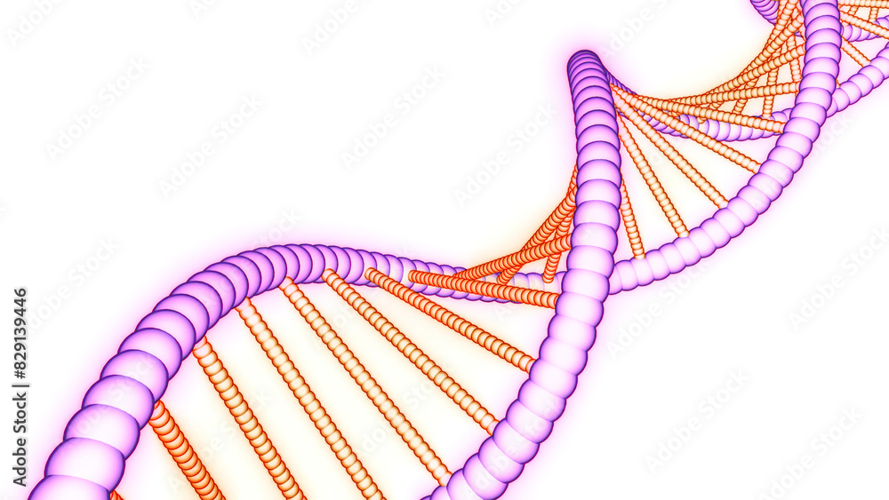 Poster beautiful animation of drawn dna. design. colorful simple animation of dna chain. rotating stylish d